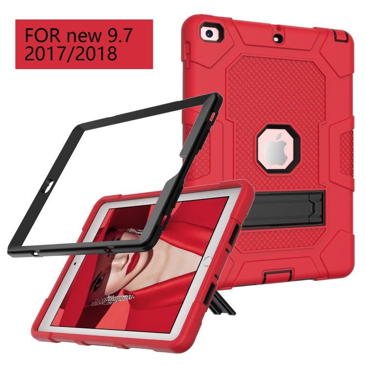 Contrast Color Robot Shockproof Silicone + PC Protective Case with Holder For iPad 9.7 (2018 / 2017)
