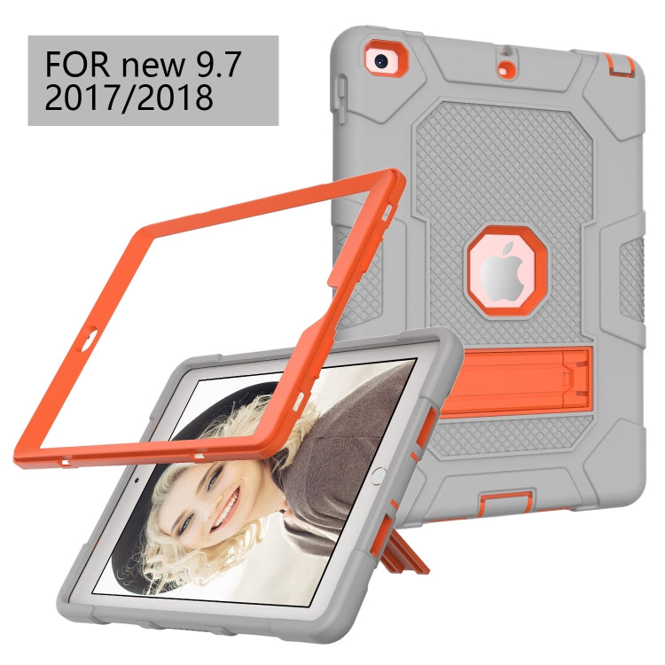 Contrast Color Robot Shockproof Silicone + PC Protective Case with Holder For iPad 9.7 (2018 / 2017)