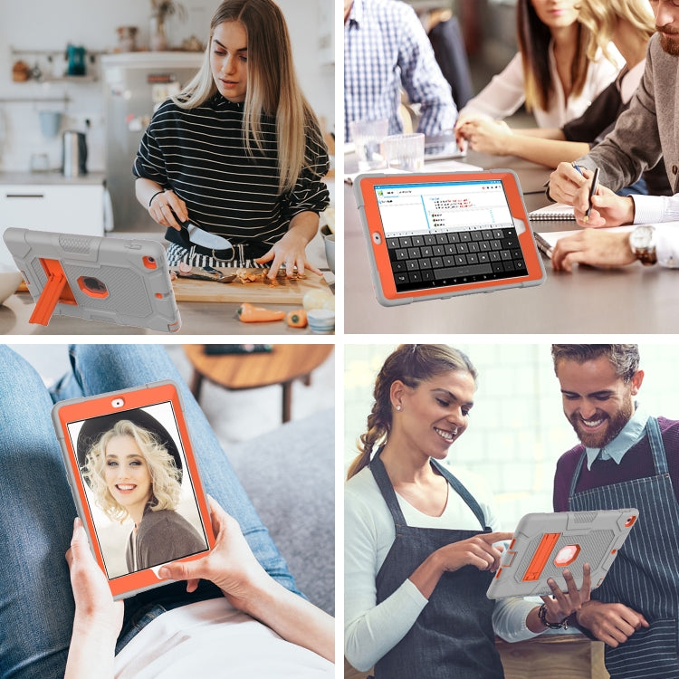 Contrast Color Robot Shockproof Silicone + PC Protective Case with Holder For iPad 9.7 (2018 / 2017)