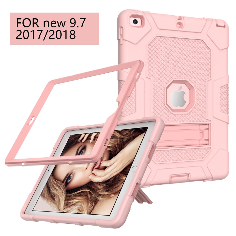 Contrast Color Robot Shockproof Silicone + PC Protective Case with Holder For iPad 9.7 (2018 / 2017)