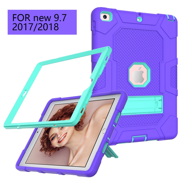 Contrast Color Robot Shockproof Silicone + PC Protective Case with Holder For iPad 9.7 (2018 / 2017)