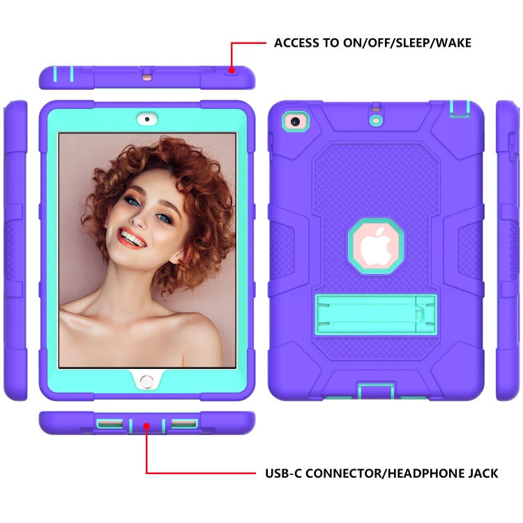Contrast Color Robot Shockproof Silicone + PC Protective Case with Holder For iPad 9.7 (2018 / 2017)