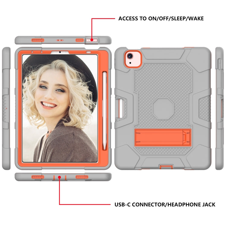 Contrast Color Robot Shockproof Silicone + PC Protective Case with Holder For iPad Air 2022 / 2020 10.9 inch