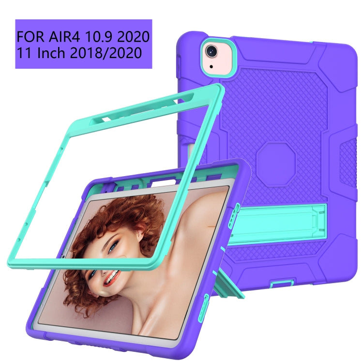 Contrast Color Robot Shockproof Silicone + PC Protective Case with Holder For iPad Air 2022 / 2020 10.9 inch