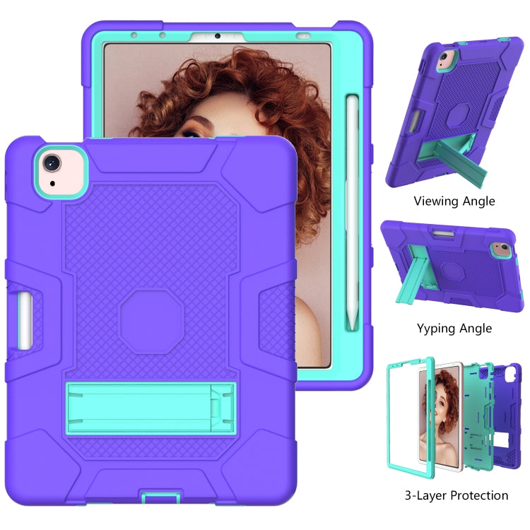 Contrast Color Robot Shockproof Silicone + PC Protective Case with Holder For iPad Air 2022 / 2020 10.9 inch