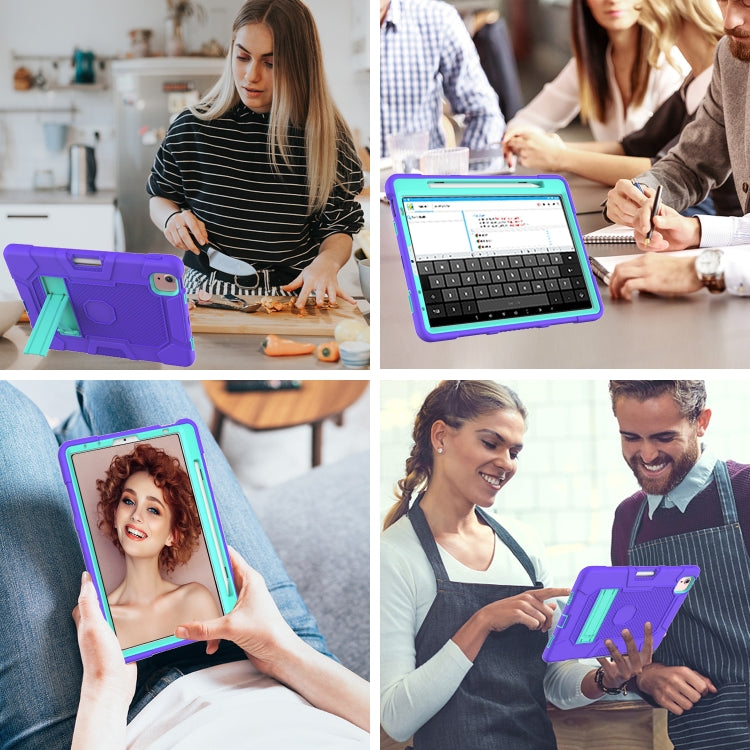 Contrast Color Robot Shockproof Silicone + PC Protective Case with Holder For iPad Air 2022 / 2020 10.9 inch