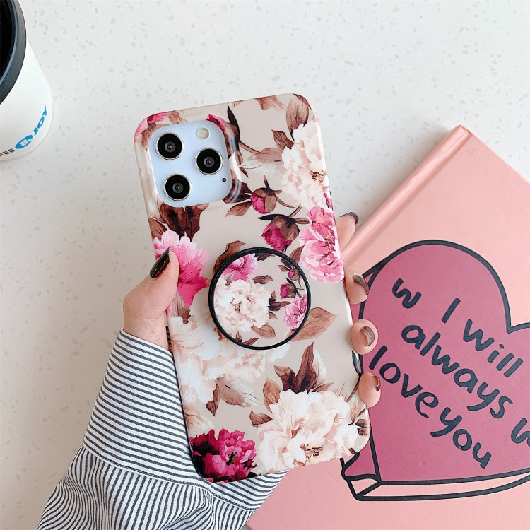 For iPhone 12 / 12 Pro Shockproof IMD TPU Protective Case with Folding Holder