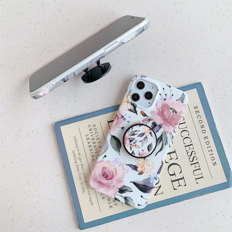 For iPhone 12 / 12 Pro Shockproof IMD TPU Protective Case with Folding Holder