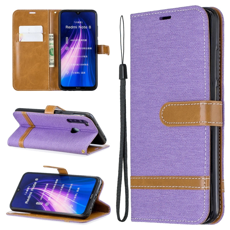 For Xiaomi Redmi Note 8 Color Matching Denim Texture Horizontal Flip Leather Case with Holder & Card Slots & Wallet & Lanyard