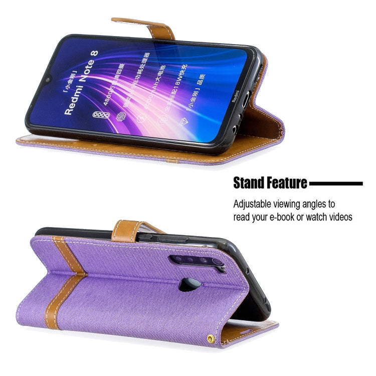 For Xiaomi Redmi Note 8 Color Matching Denim Texture Horizontal Flip Leather Case with Holder & Card Slots & Wallet & Lanyard