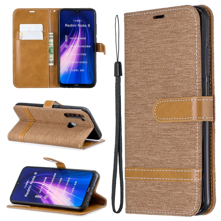 For Xiaomi Redmi Note 8 Color Matching Denim Texture Horizontal Flip Leather Case with Holder & Card Slots & Wallet & Lanyard