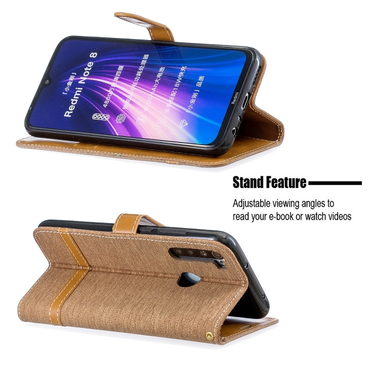 For Xiaomi Redmi Note 8 Color Matching Denim Texture Horizontal Flip Leather Case with Holder & Card Slots & Wallet & Lanyard