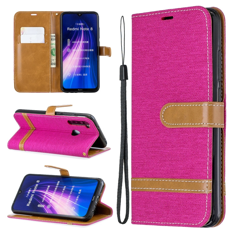 For Xiaomi Redmi Note 8 Color Matching Denim Texture Horizontal Flip Leather Case with Holder & Card Slots & Wallet & Lanyard