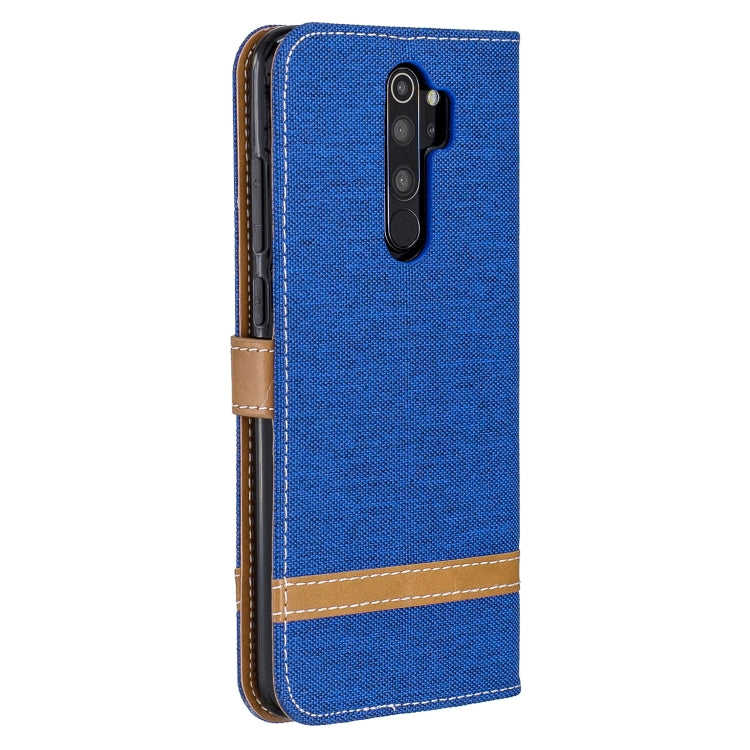 For Xiaomi Redmi Note 8 Pro Color Matching Denim Texture Horizontal Flip Leather Case with Holder & Card Slots & Wallet & Lanyard