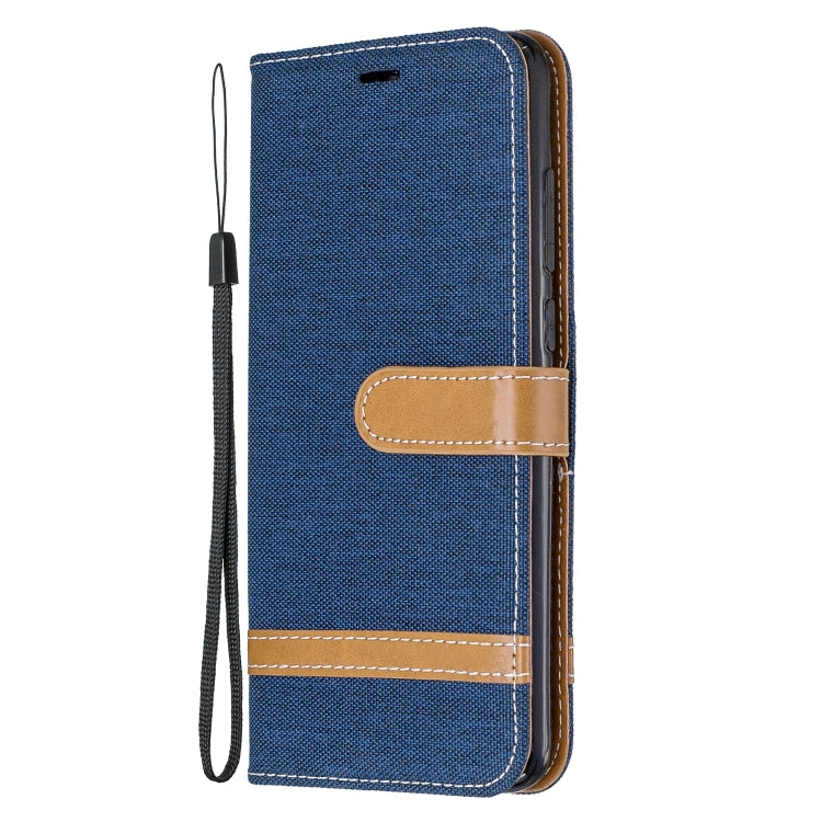 For Xiaomi Redmi Note 8 Pro Color Matching Denim Texture Horizontal Flip Leather Case with Holder & Card Slots & Wallet & Lanyard