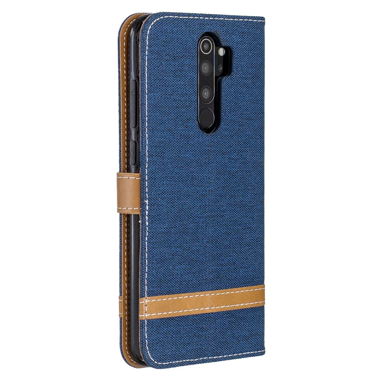 For Xiaomi Redmi Note 8 Pro Color Matching Denim Texture Horizontal Flip Leather Case with Holder & Card Slots & Wallet & Lanyard