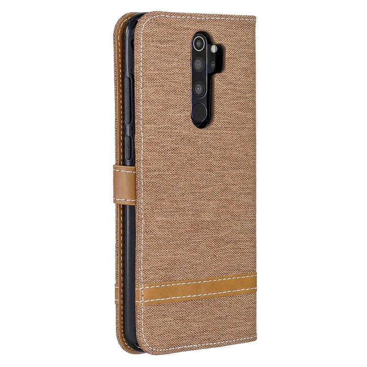 For Xiaomi Redmi Note 8 Pro Color Matching Denim Texture Horizontal Flip Leather Case with Holder & Card Slots & Wallet & Lanyard