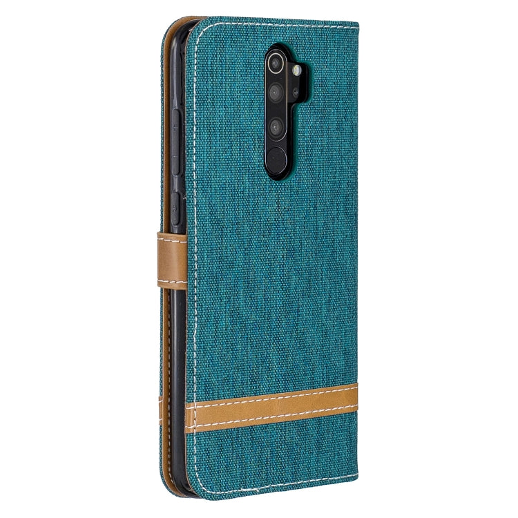 For Xiaomi Redmi Note 8 Pro Color Matching Denim Texture Horizontal Flip Leather Case with Holder & Card Slots & Wallet & Lanyard