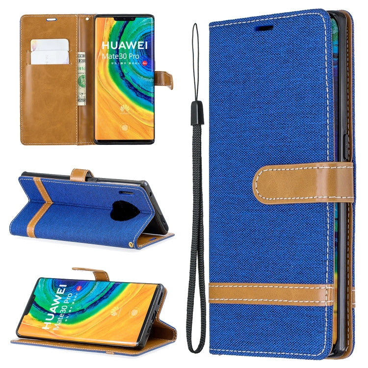 For Huawei Mate 30 Pro Color Matching Denim Texture Horizontal Flip Leather Case with Holder & Card Slots & Wallet & Lanyard