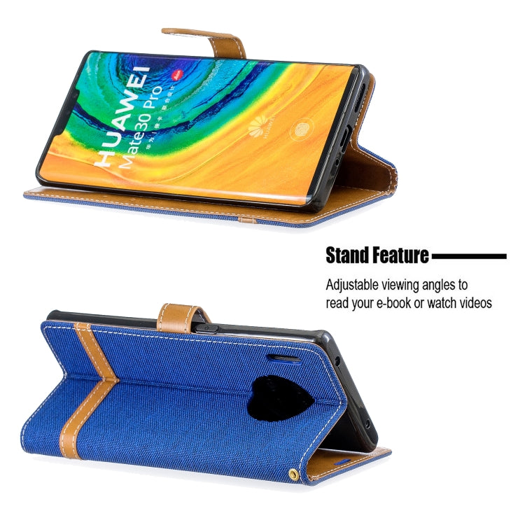 For Huawei Mate 30 Pro Color Matching Denim Texture Horizontal Flip Leather Case with Holder & Card Slots & Wallet & Lanyard