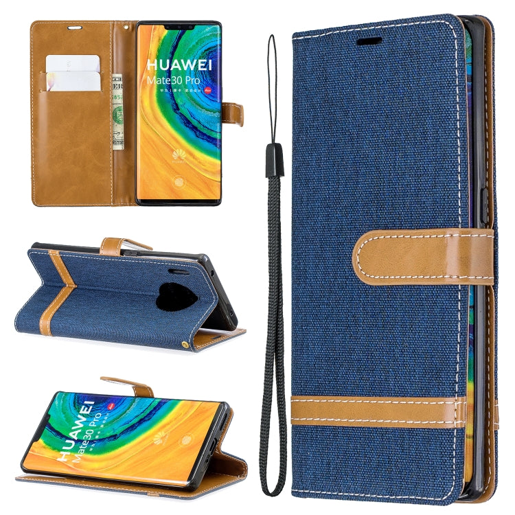 For Huawei Mate 30 Pro Color Matching Denim Texture Horizontal Flip Leather Case with Holder & Card Slots & Wallet & Lanyard