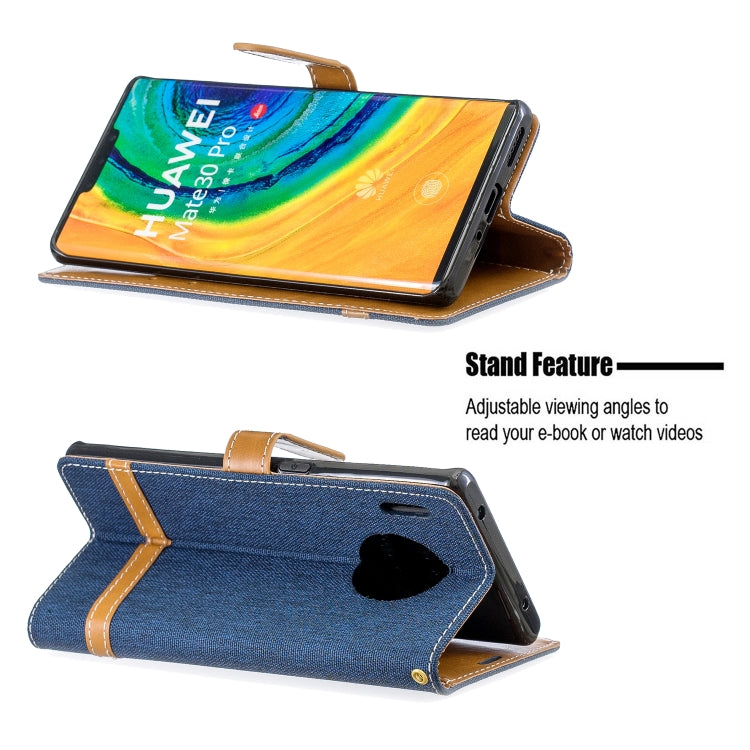 For Huawei Mate 30 Pro Color Matching Denim Texture Horizontal Flip Leather Case with Holder & Card Slots & Wallet & Lanyard