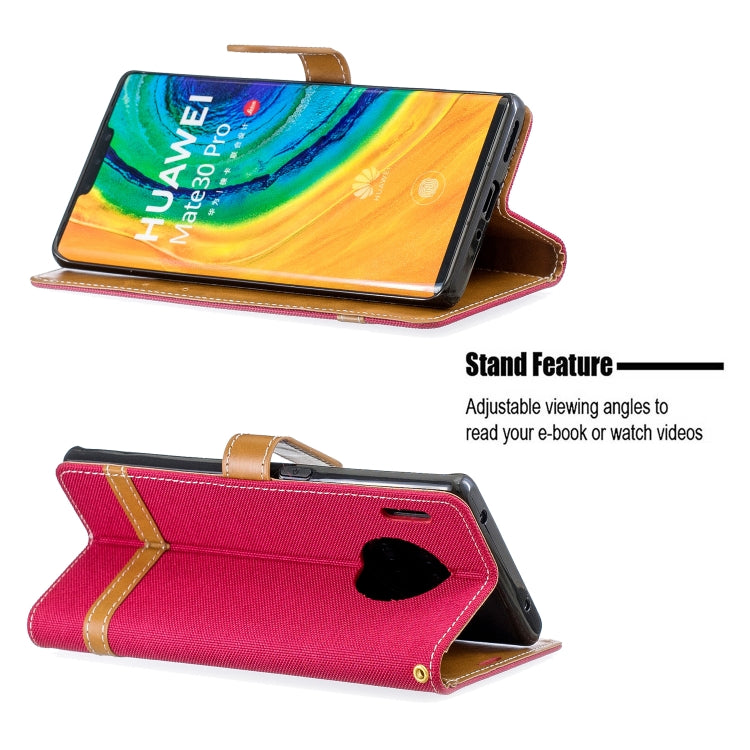 For Huawei Mate 30 Pro Color Matching Denim Texture Horizontal Flip Leather Case with Holder & Card Slots & Wallet & Lanyard