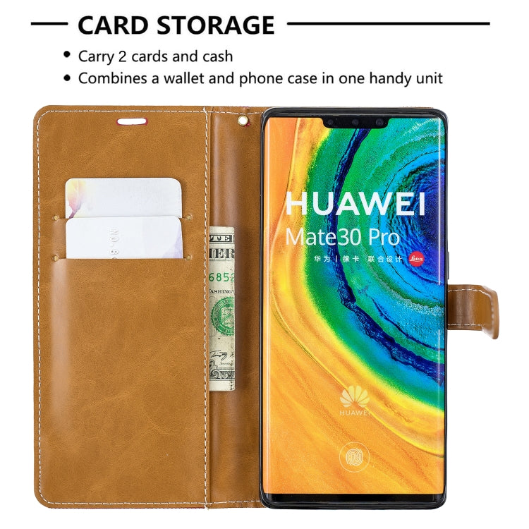 For Huawei Mate 30 Pro Color Matching Denim Texture Horizontal Flip Leather Case with Holder & Card Slots & Wallet & Lanyard