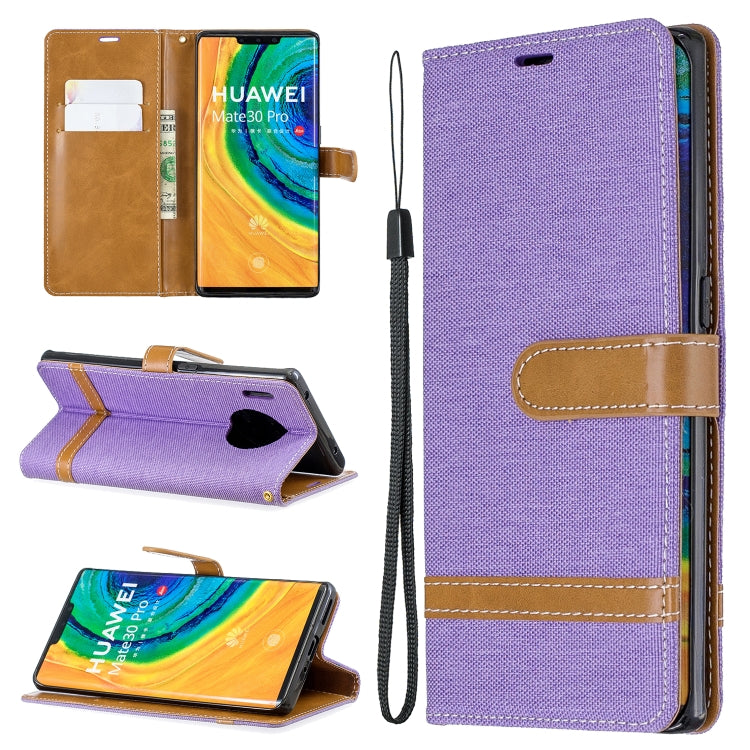 For Huawei Mate 30 Pro Color Matching Denim Texture Horizontal Flip Leather Case with Holder & Card Slots & Wallet & Lanyard