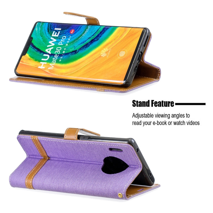 For Huawei Mate 30 Pro Color Matching Denim Texture Horizontal Flip Leather Case with Holder & Card Slots & Wallet & Lanyard