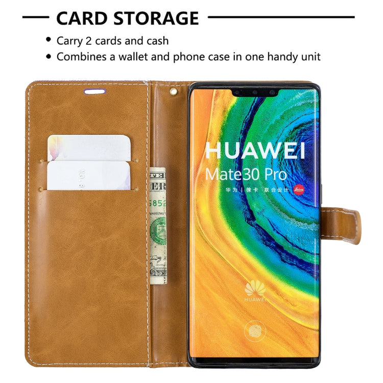 For Huawei Mate 30 Pro Color Matching Denim Texture Horizontal Flip Leather Case with Holder & Card Slots & Wallet & Lanyard
