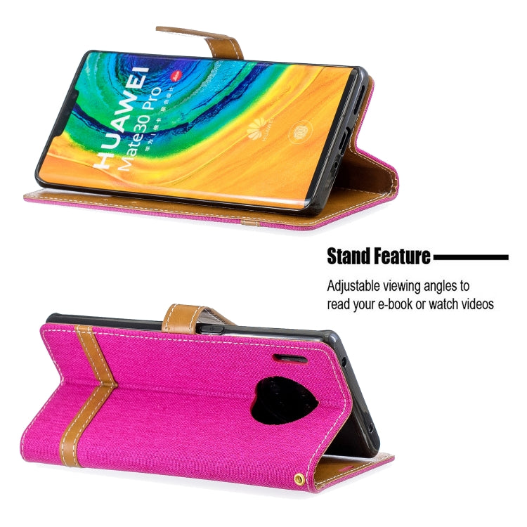 For Huawei Mate 30 Pro Color Matching Denim Texture Horizontal Flip Leather Case with Holder & Card Slots & Wallet & Lanyard
