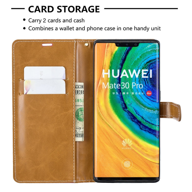 For Huawei Mate 30 Pro Color Matching Denim Texture Horizontal Flip Leather Case with Holder & Card Slots & Wallet & Lanyard