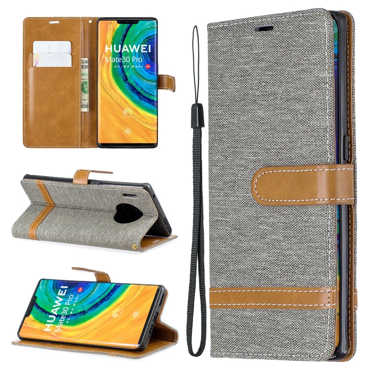 For Huawei Mate 30 Pro Color Matching Denim Texture Horizontal Flip Leather Case with Holder & Card Slots & Wallet & Lanyard