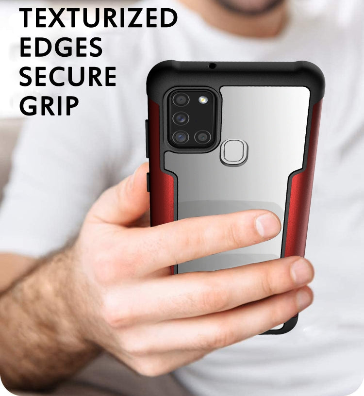 For Samsung Galaxy A21s Iron Man Series Metal PC + TPU Protective Case
