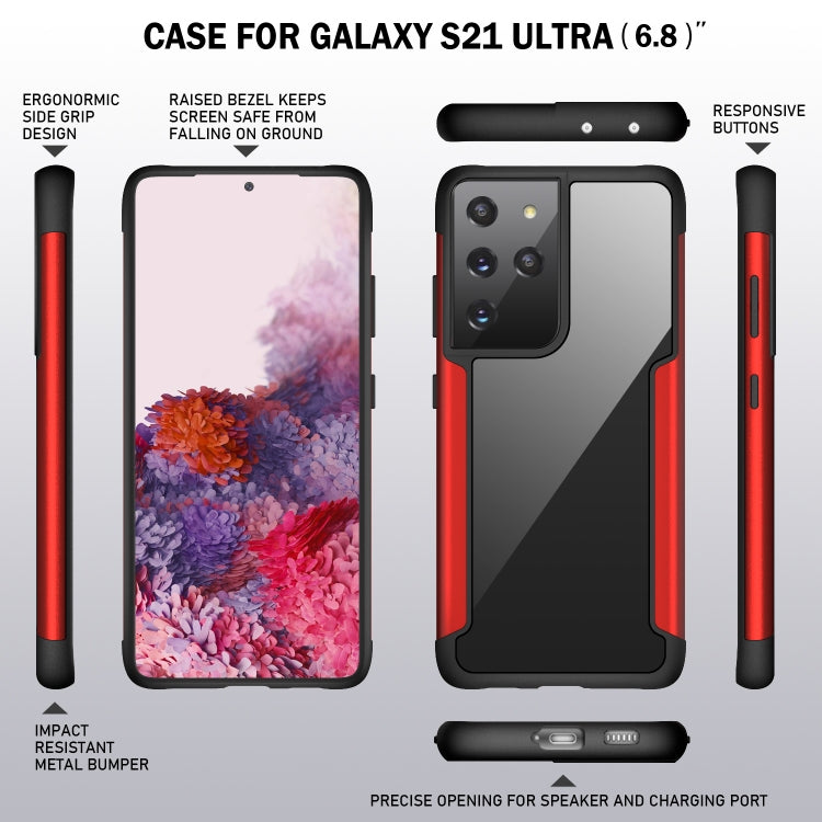 For Samsung Galaxy S21 Ultra 5G Iron Man Series Metal PC + TPU Protective Case