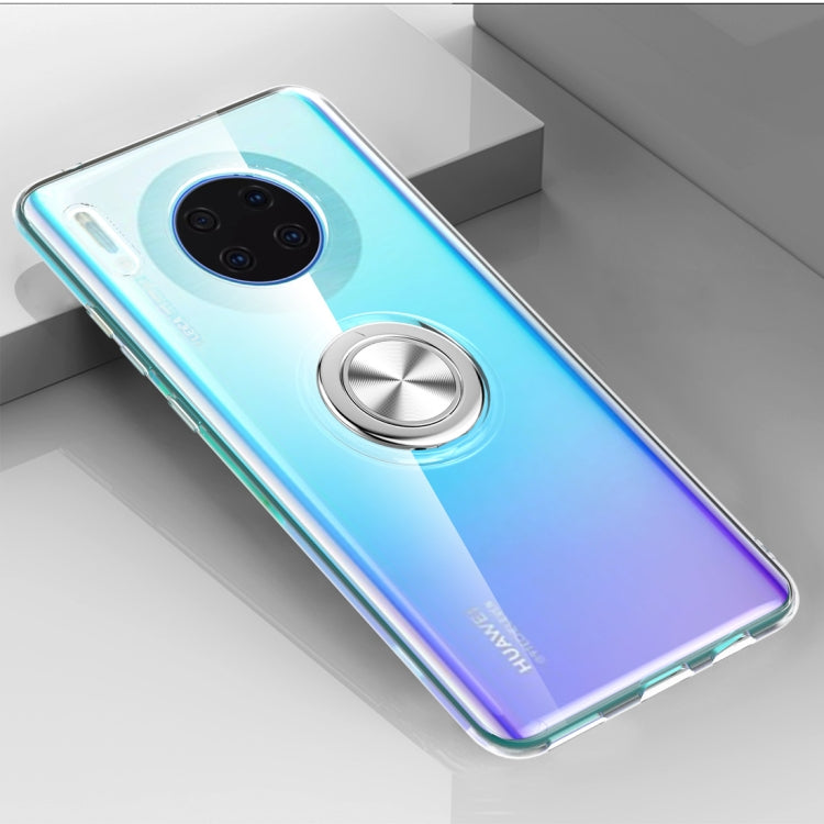 For Huawei Mate 30 Shockproof Transparent TPU Protective Case with Metal Ring Holder