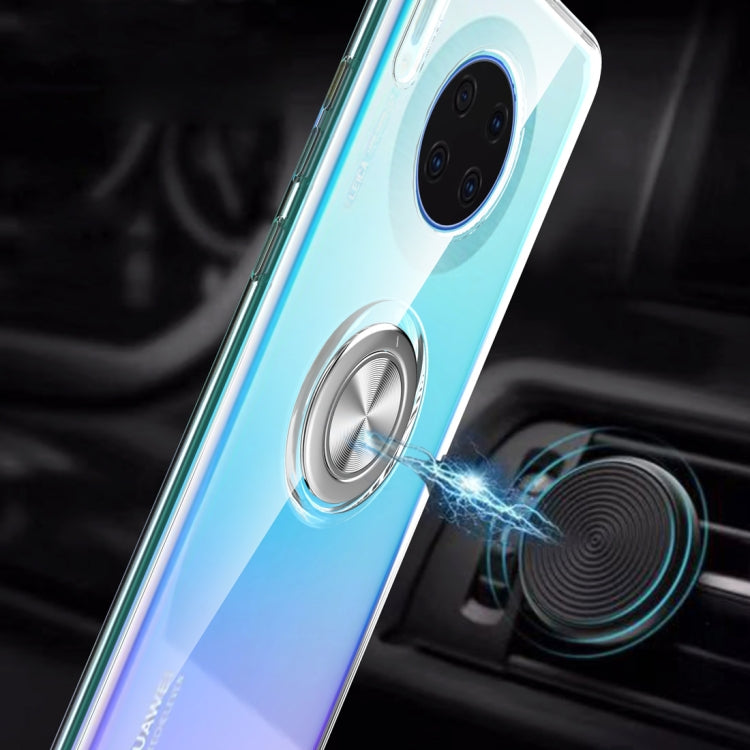 For Huawei Mate 30 Shockproof Transparent TPU Protective Case with Metal Ring Holder