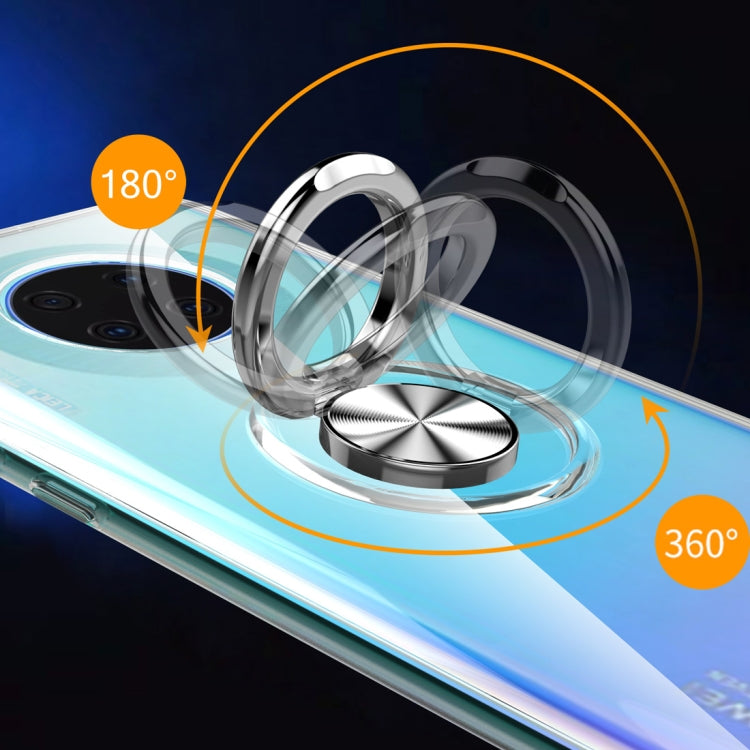 For Huawei Mate 30 Shockproof Transparent TPU Protective Case with Metal Ring Holder