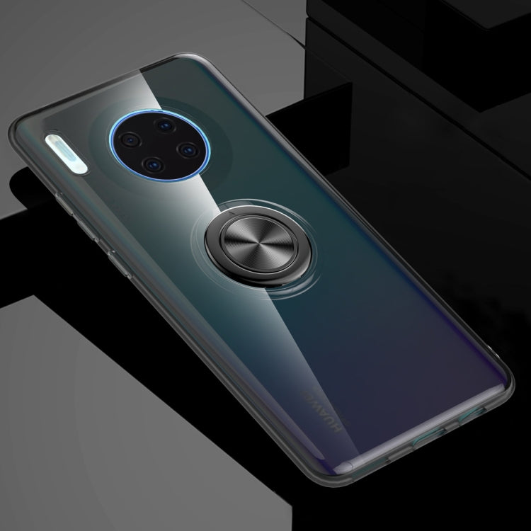 For Huawei Mate 30 Shockproof Transparent TPU Protective Case with Metal Ring Holder
