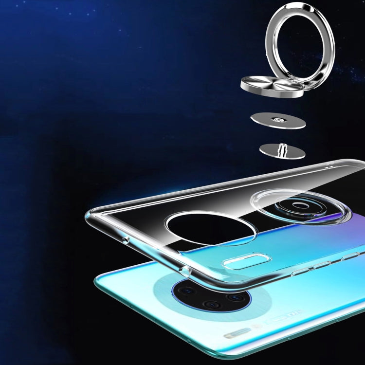 For Huawei Mate 30 Shockproof Transparent TPU Protective Case with Metal Ring Holder