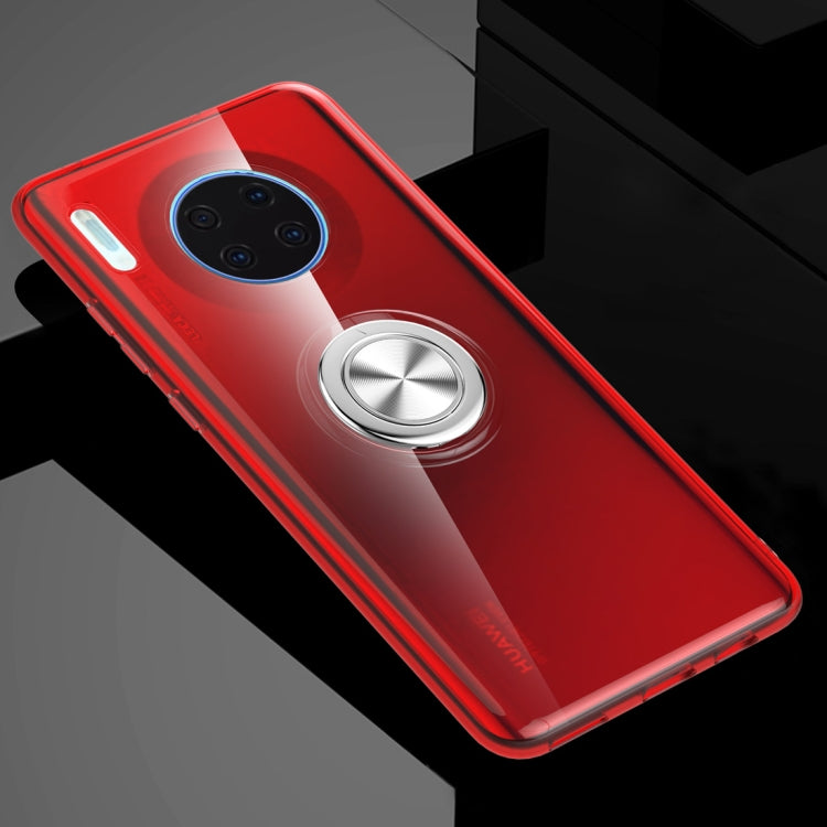 For Huawei Mate 30 Shockproof Transparent TPU Protective Case with Metal Ring Holder
