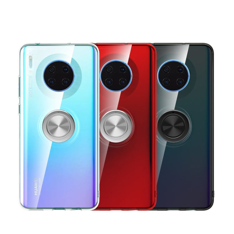 For Huawei Mate 30 Shockproof Transparent TPU Protective Case with Metal Ring Holder