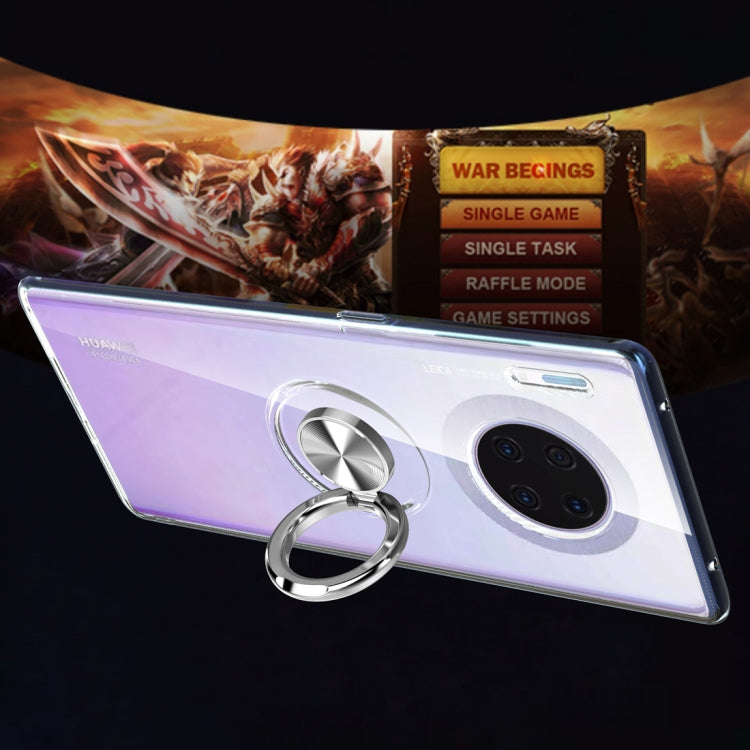 For Huawei Mate 30 Pro Shockproof Transparent TPU Protective Case with Metal Ring Holder