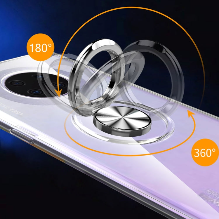 For Huawei Mate 30 Pro Shockproof Transparent TPU Protective Case with Metal Ring Holder
