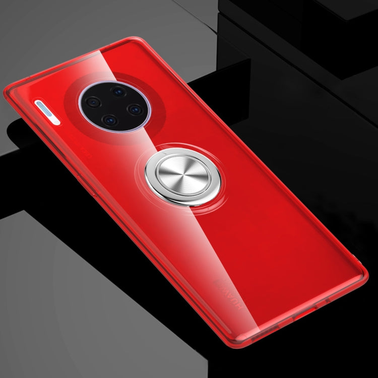 For Huawei Mate 30 Pro Shockproof Transparent TPU Protective Case with Metal Ring Holder