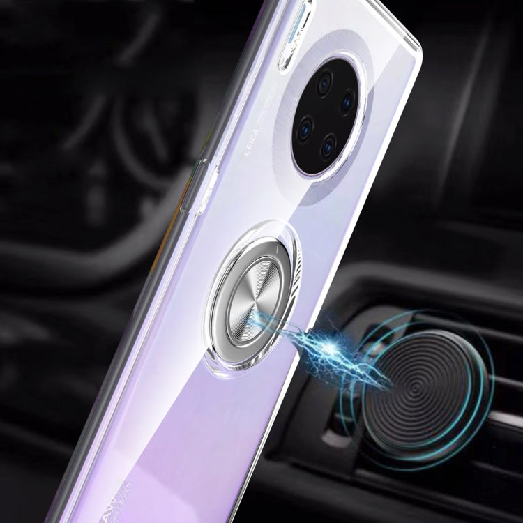 For Huawei Mate 30 Pro Shockproof Transparent TPU Protective Case with Metal Ring Holder