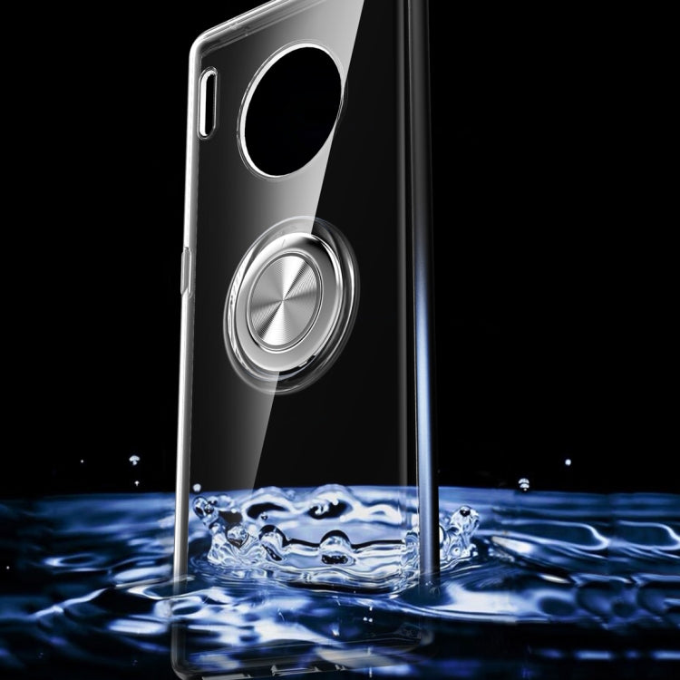 For Huawei Mate 30 Pro Shockproof Transparent TPU Protective Case with Metal Ring Holder