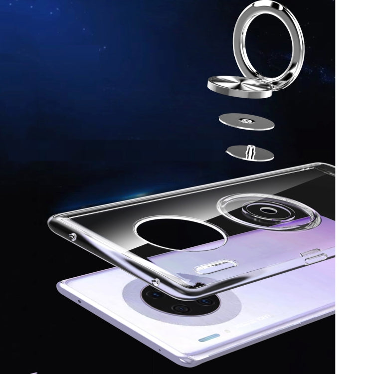 For Huawei Mate 30 Pro Shockproof Transparent TPU Protective Case with Metal Ring Holder