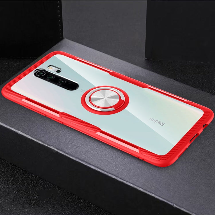 For Xiaomi Redmi Note 8 Pro Shockproof TPU + Acrylic Protective Case with Metal Ring Holder